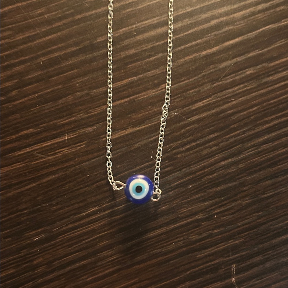 Evil Eye Pendant Necklace in Blue and Silver